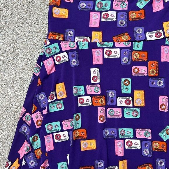LuLaRoe Cassette Tape 80s Style High Waisted MIDI Skirt - Picture 5 of 8